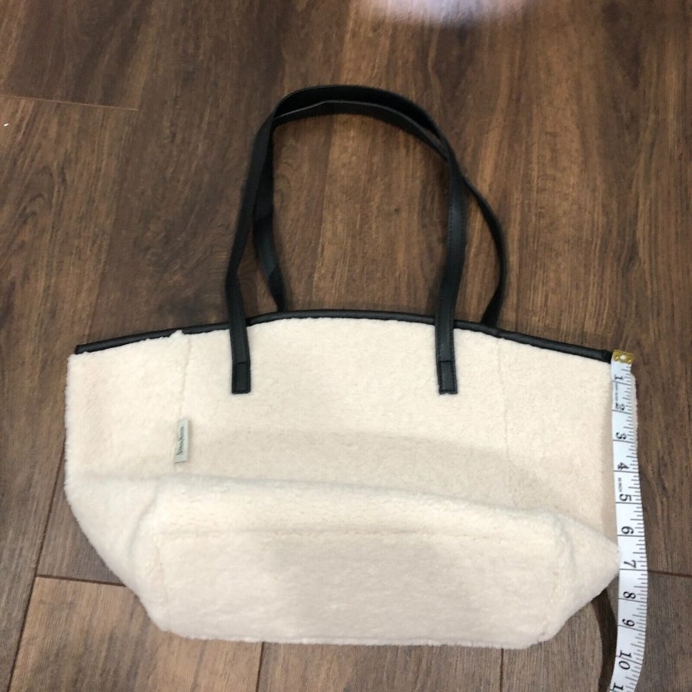 Neiman Marcus White Sherpa Shearling Tote Bag Faux Fur w/ Matching Small Bag - Picture 10 of 14